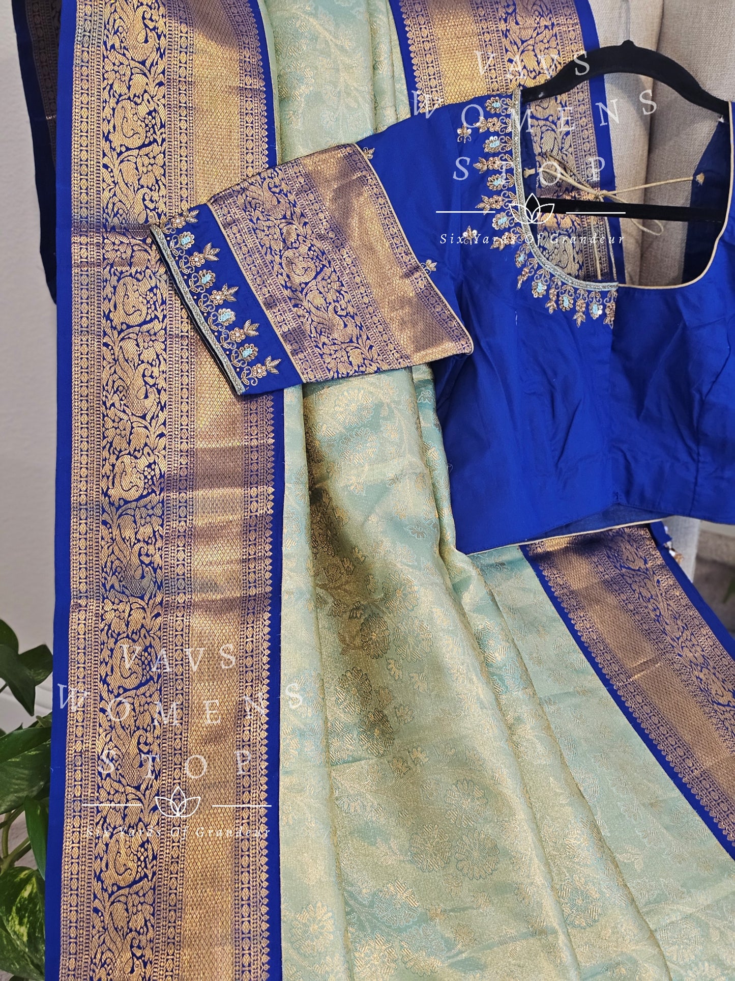 Pure Kanchi Pattu Tissue Brocade Silk Saree - Maggam Blouse