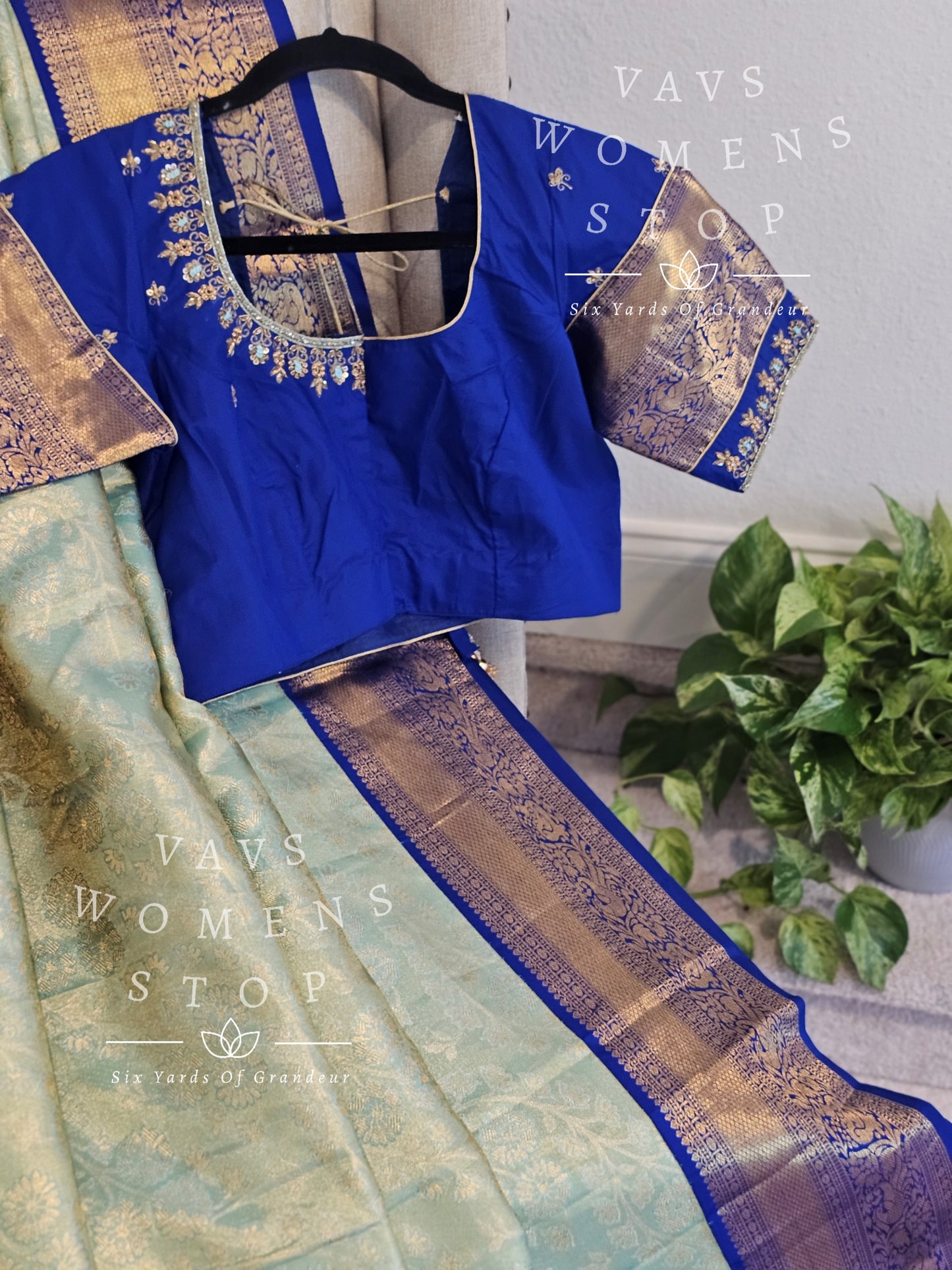 Pure Kanchi Pattu Tissue Brocade Silk Saree - Maggam Blouse