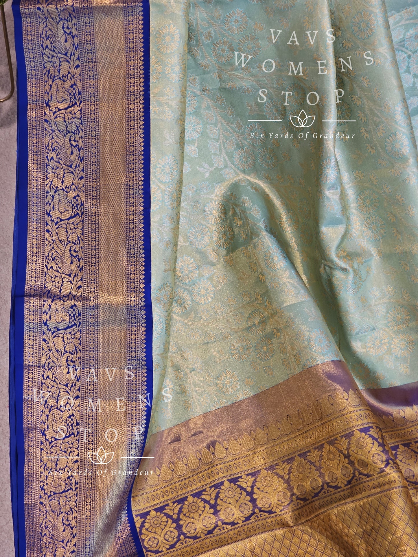 Pure Kanchi Pattu Tissue Brocade Silk Saree - Maggam Blouse