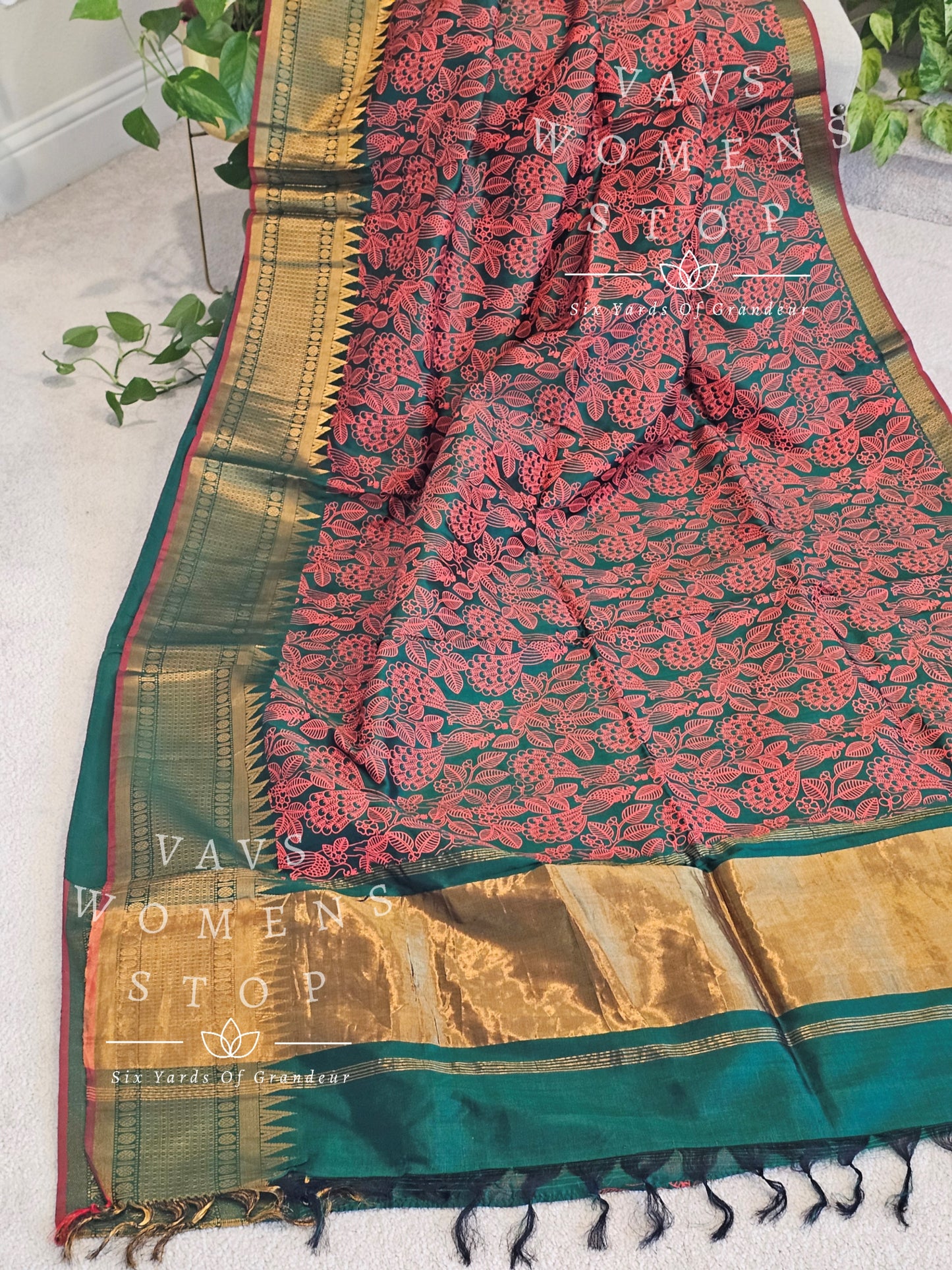 Mangalagiri Pattu Kalamkari Print Saree - Blouse