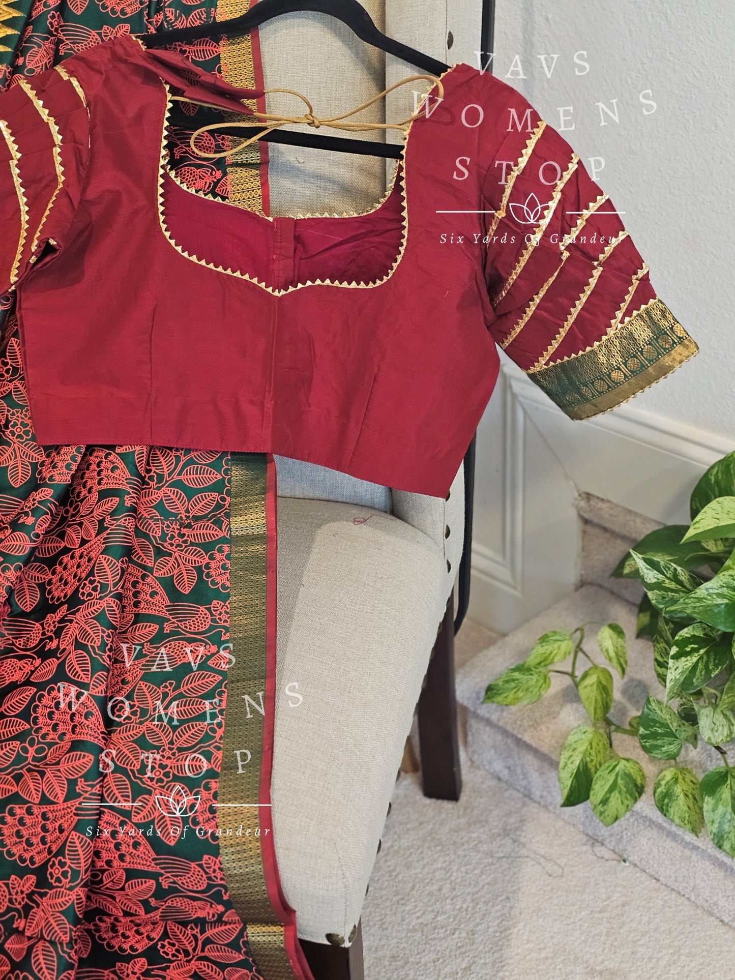 Mangalagiri Pattu Kalamkari Print Saree - Blouse