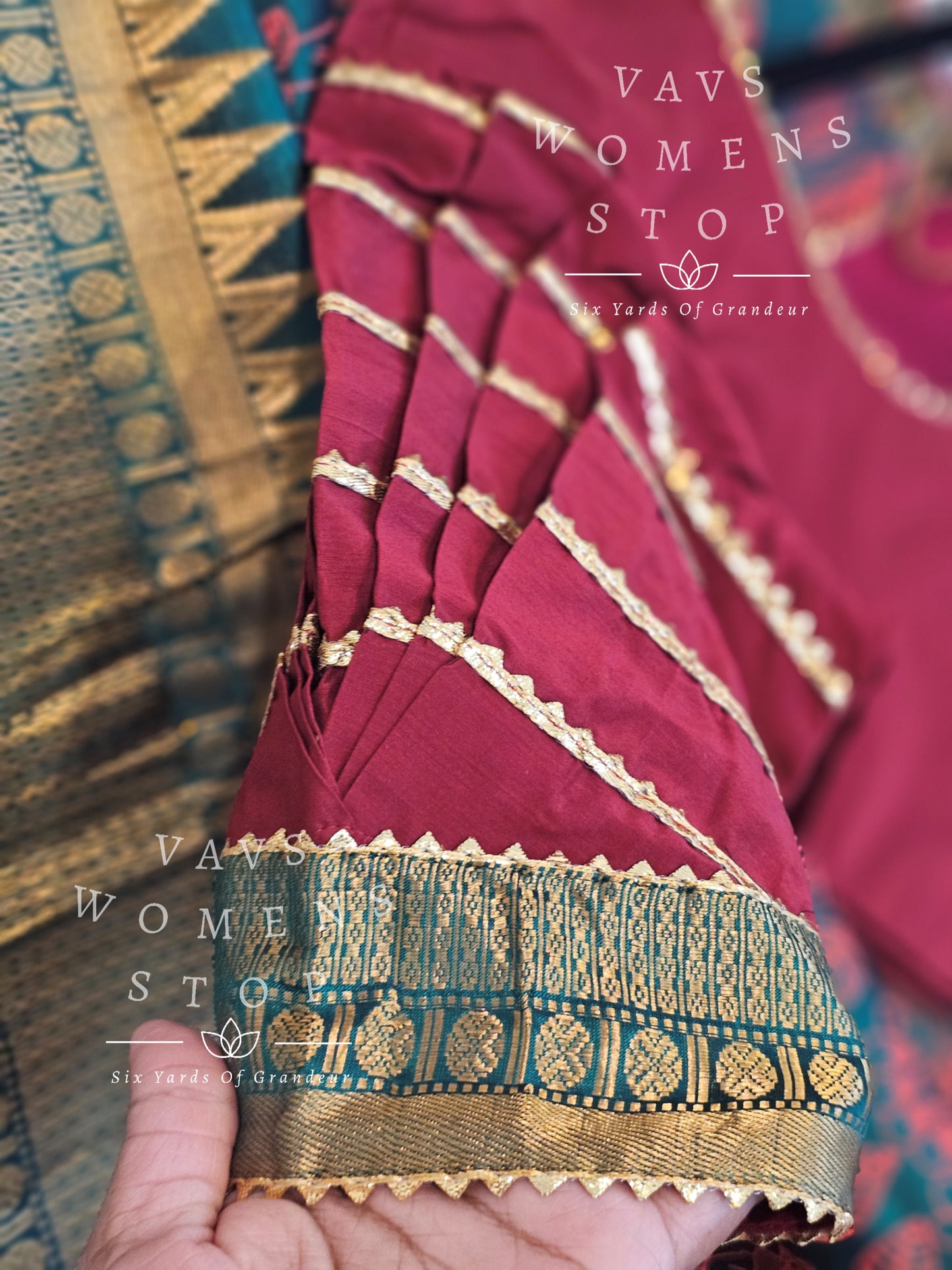 Mangalagiri Pattu Kalamkari Print Saree - Blouse