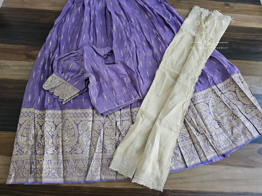 Tissue Munga Silk Half Saree Set