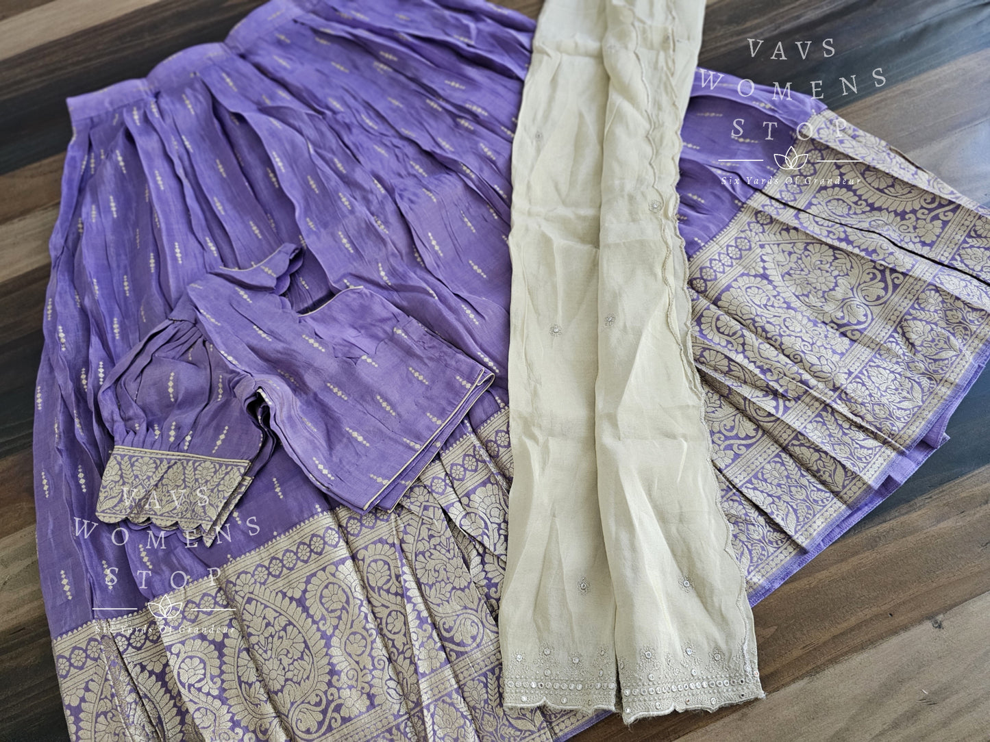 Tissue Munga Silk Half Saree Set