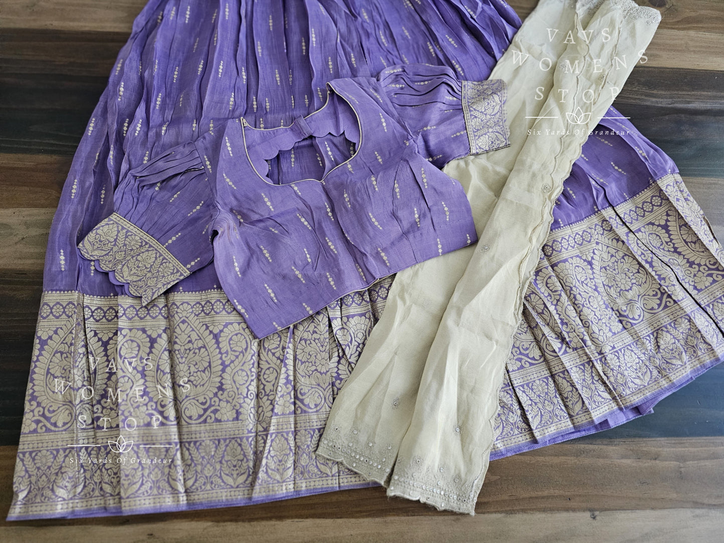 Tissue Munga Silk Half Saree Set