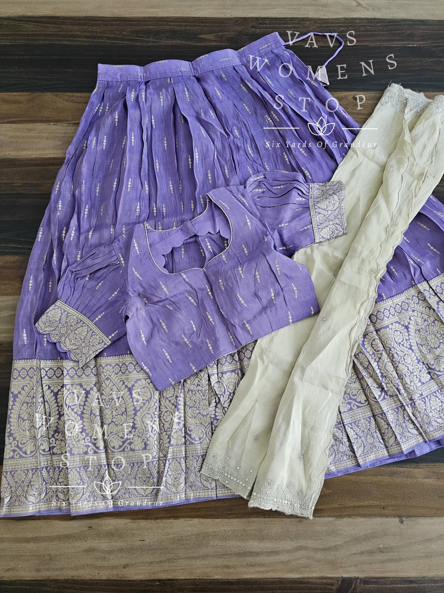 Tissue Munga Silk Half Saree Set