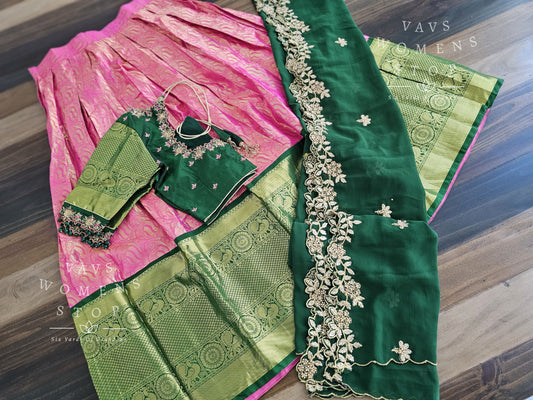 Pure Kanchi Silk Traditional Half Saree Set