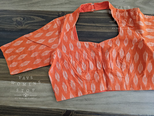 Orange Ikkat Sico Cotton Blouse