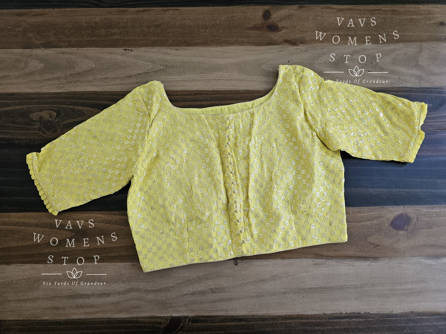 Yellow Shade Georgette Sequins Blouse