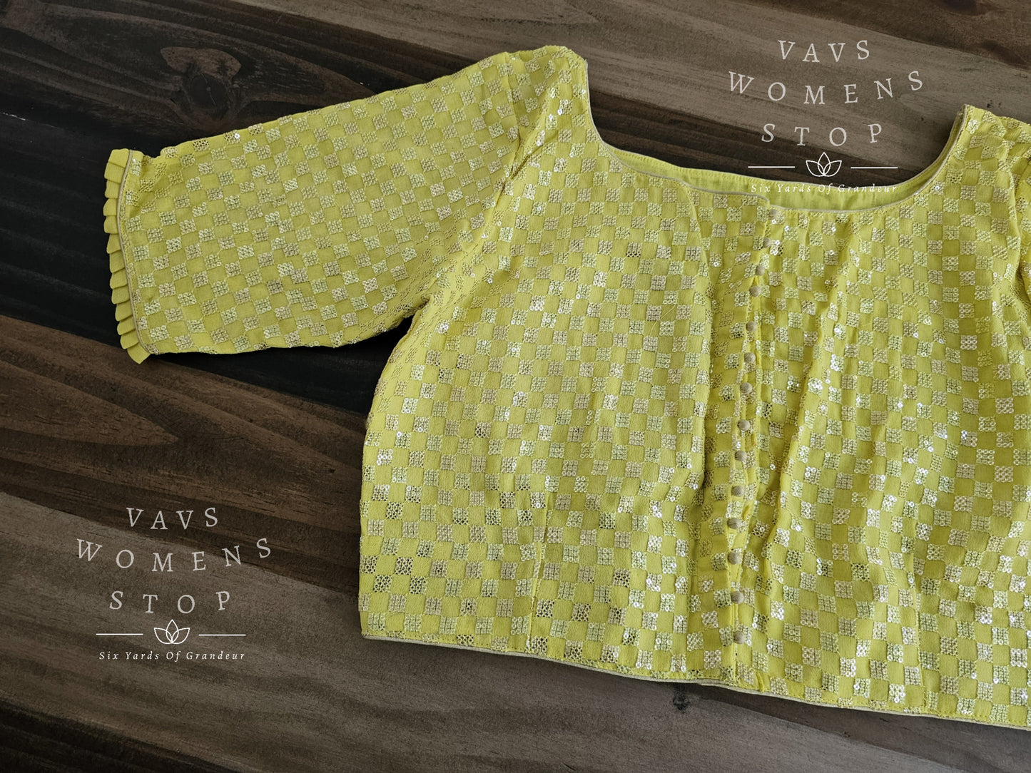 Yellow Shade Georgette Sequins Blouse