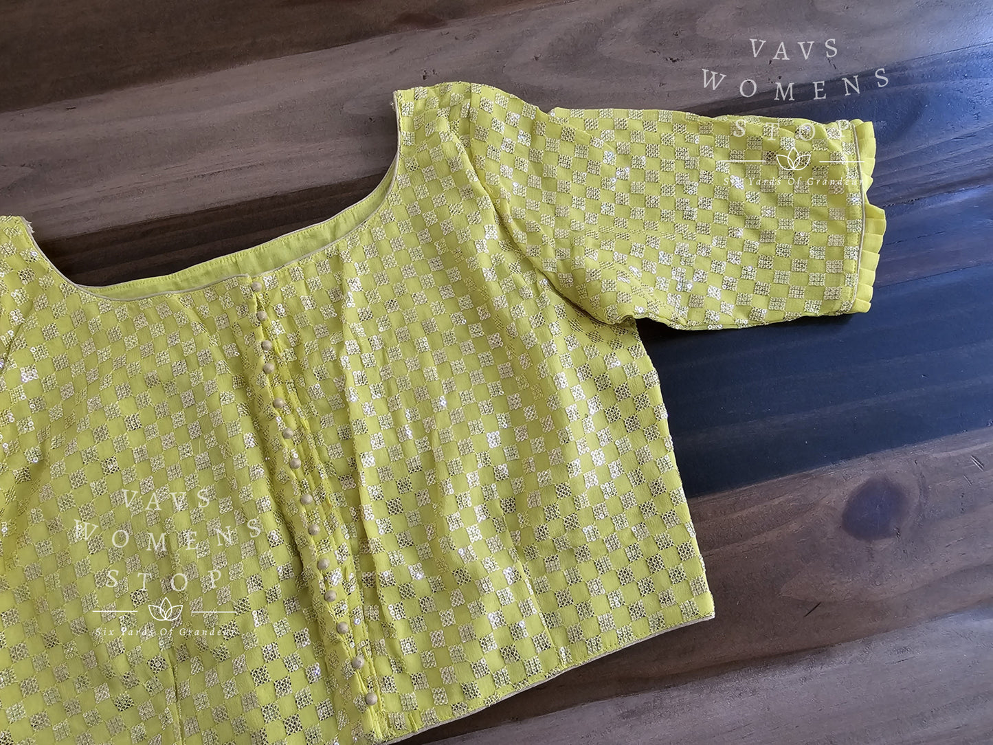 Yellow Shade Georgette Sequins Blouse