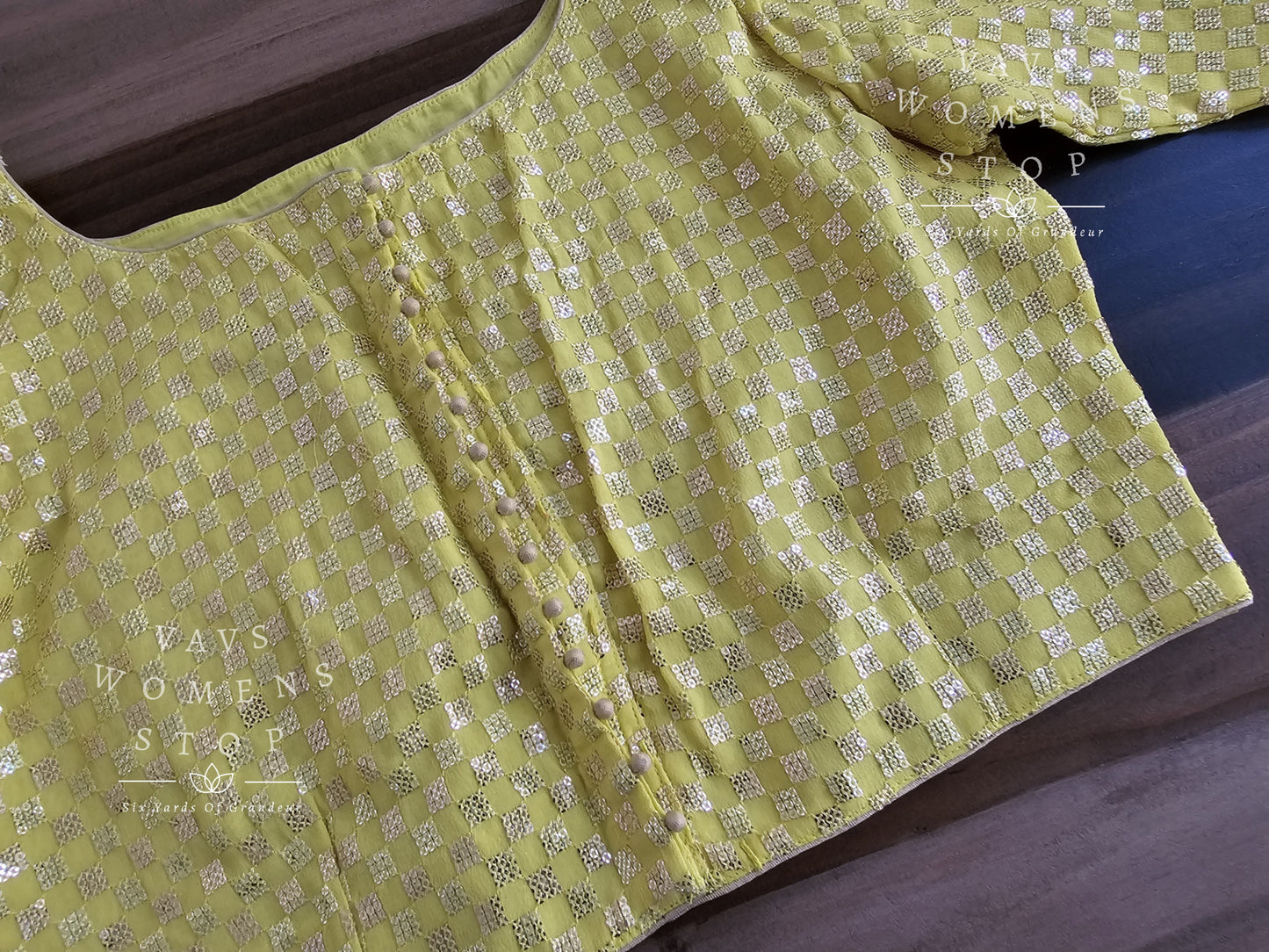 Yellow Shade Georgette Sequins Blouse