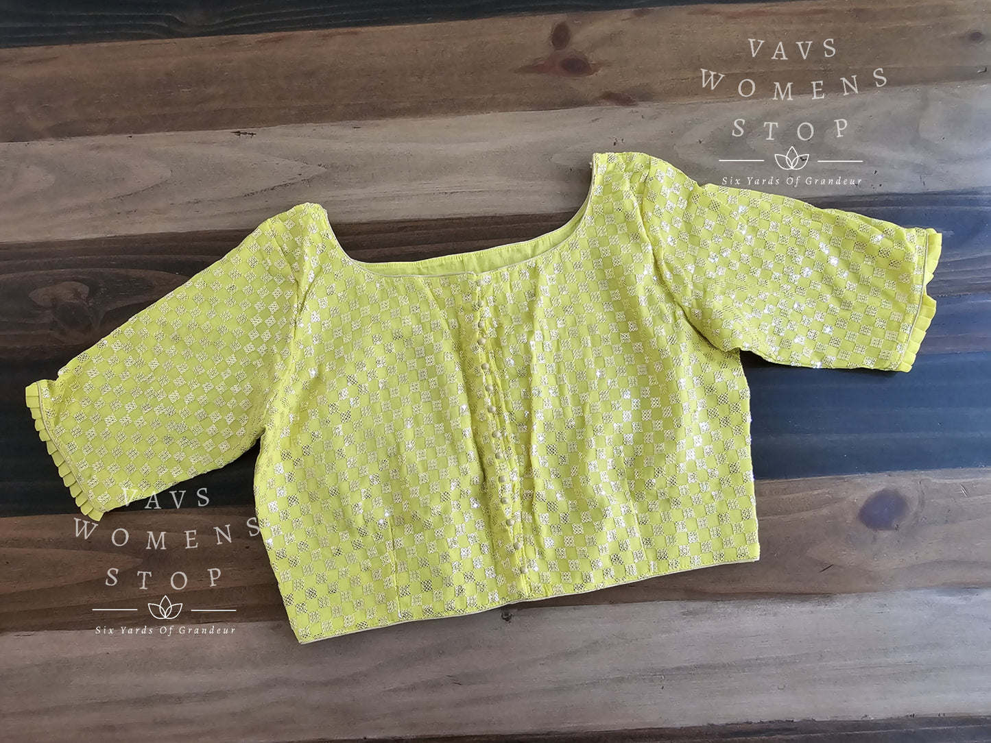 Yellow Shade Georgette Sequins Blouse