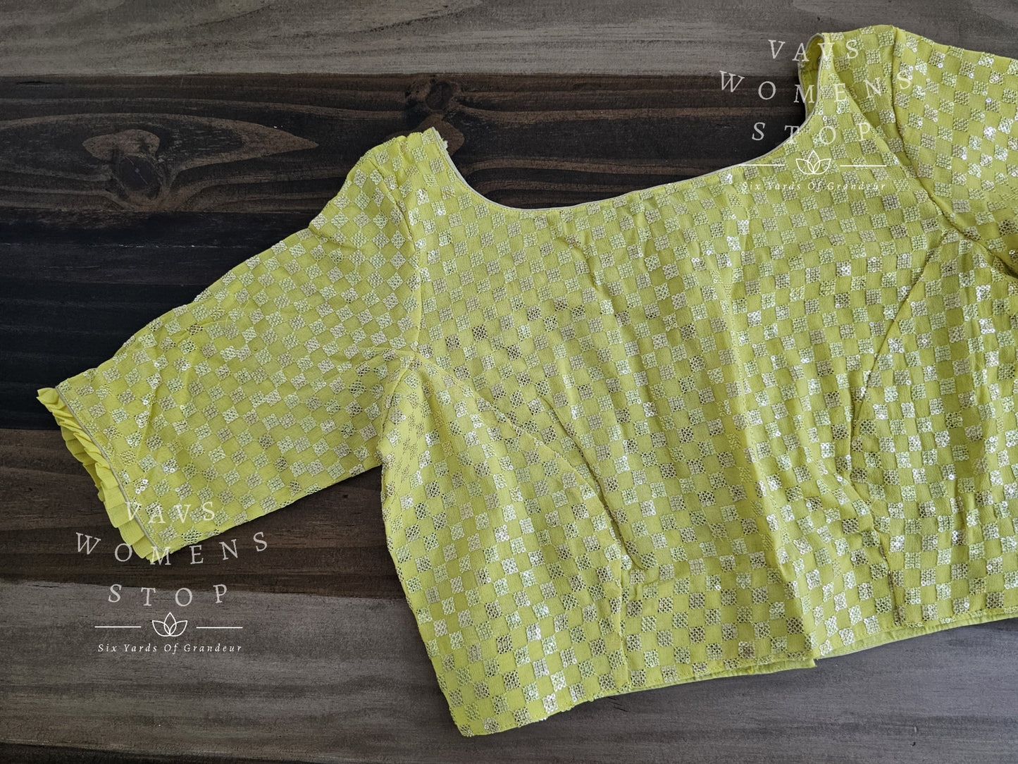 Yellow Shade Georgette Sequins Blouse