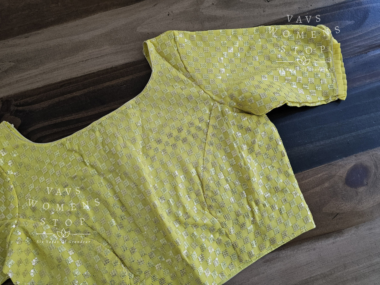 Yellow Shade Georgette Sequins Blouse