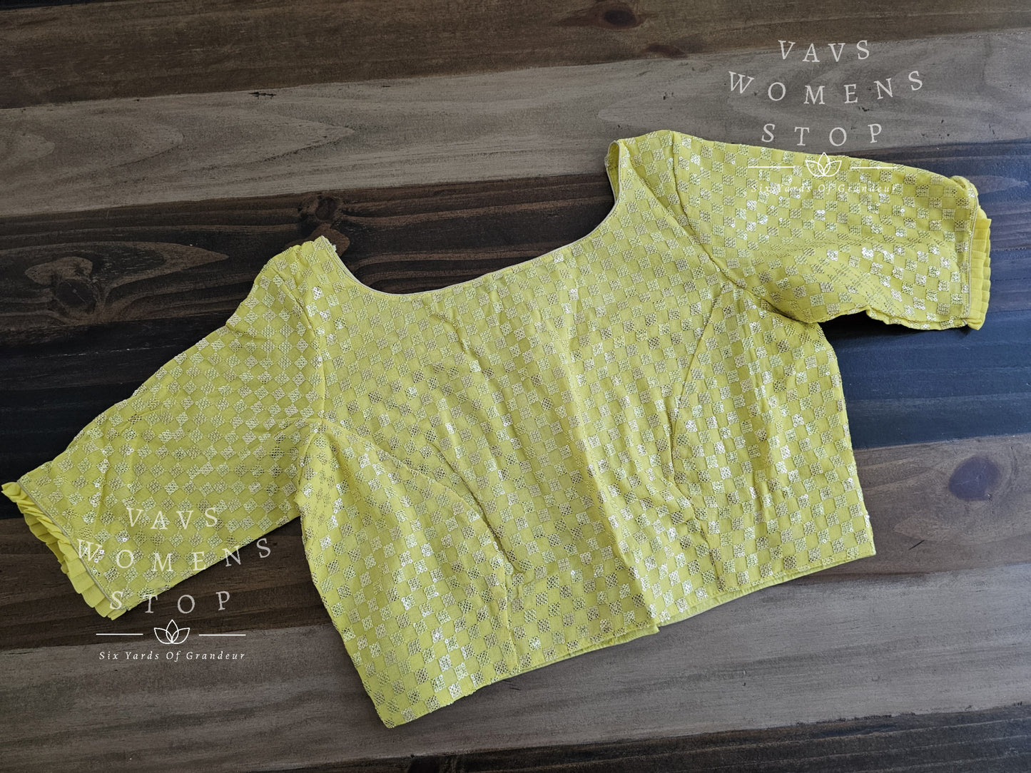 Yellow Shade Georgette Sequins Blouse