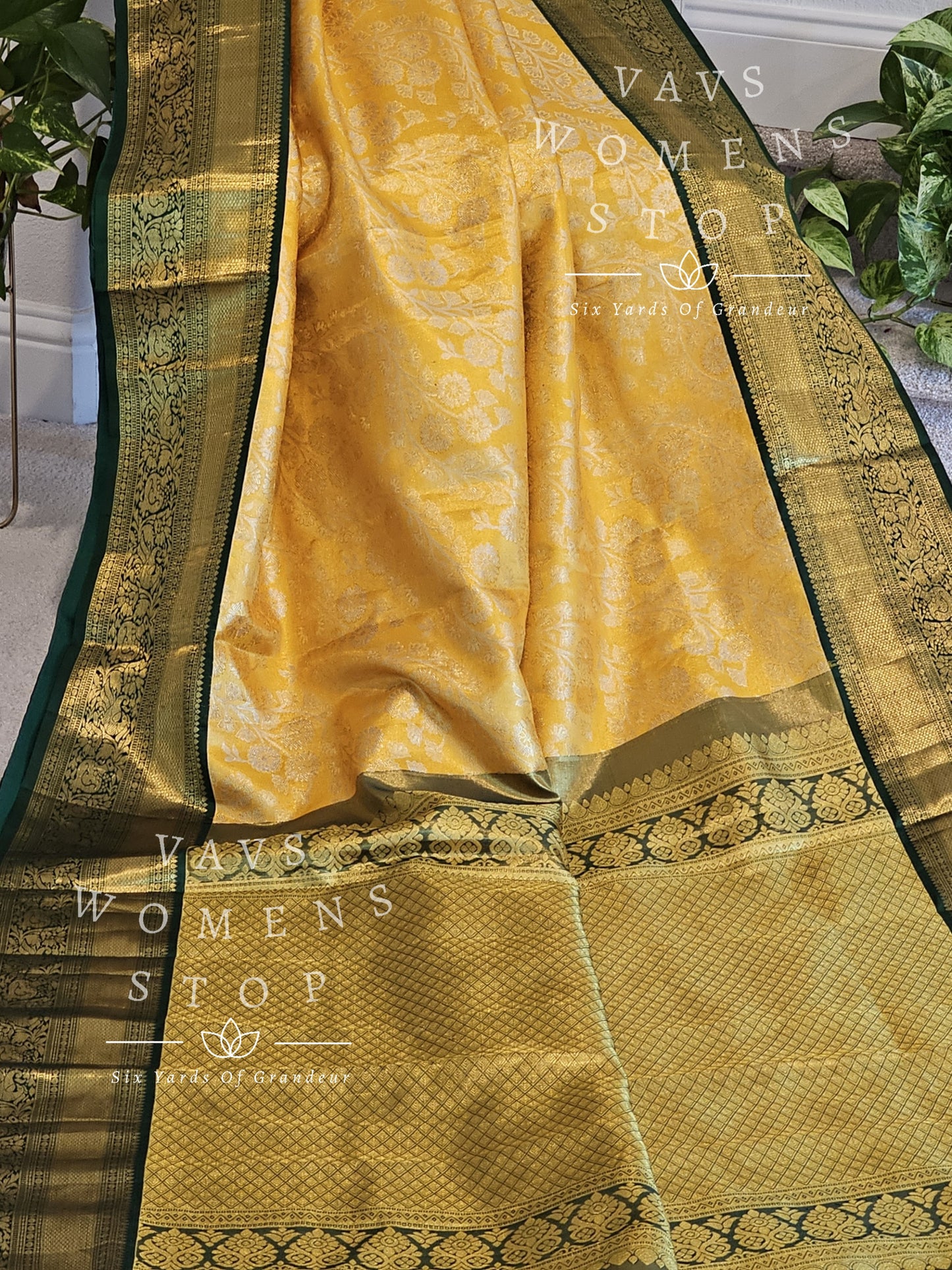 Pure Kanchi Pattu Tissue Brocade Silk Saree - Maggam Blouse