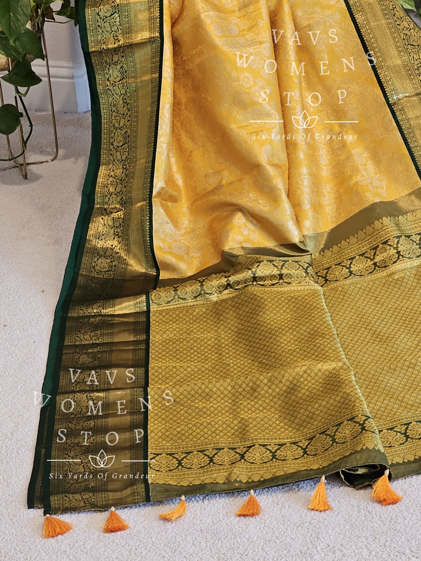 Pure Kanchi Pattu Tissue Brocade Silk Saree - Maggam Blouse