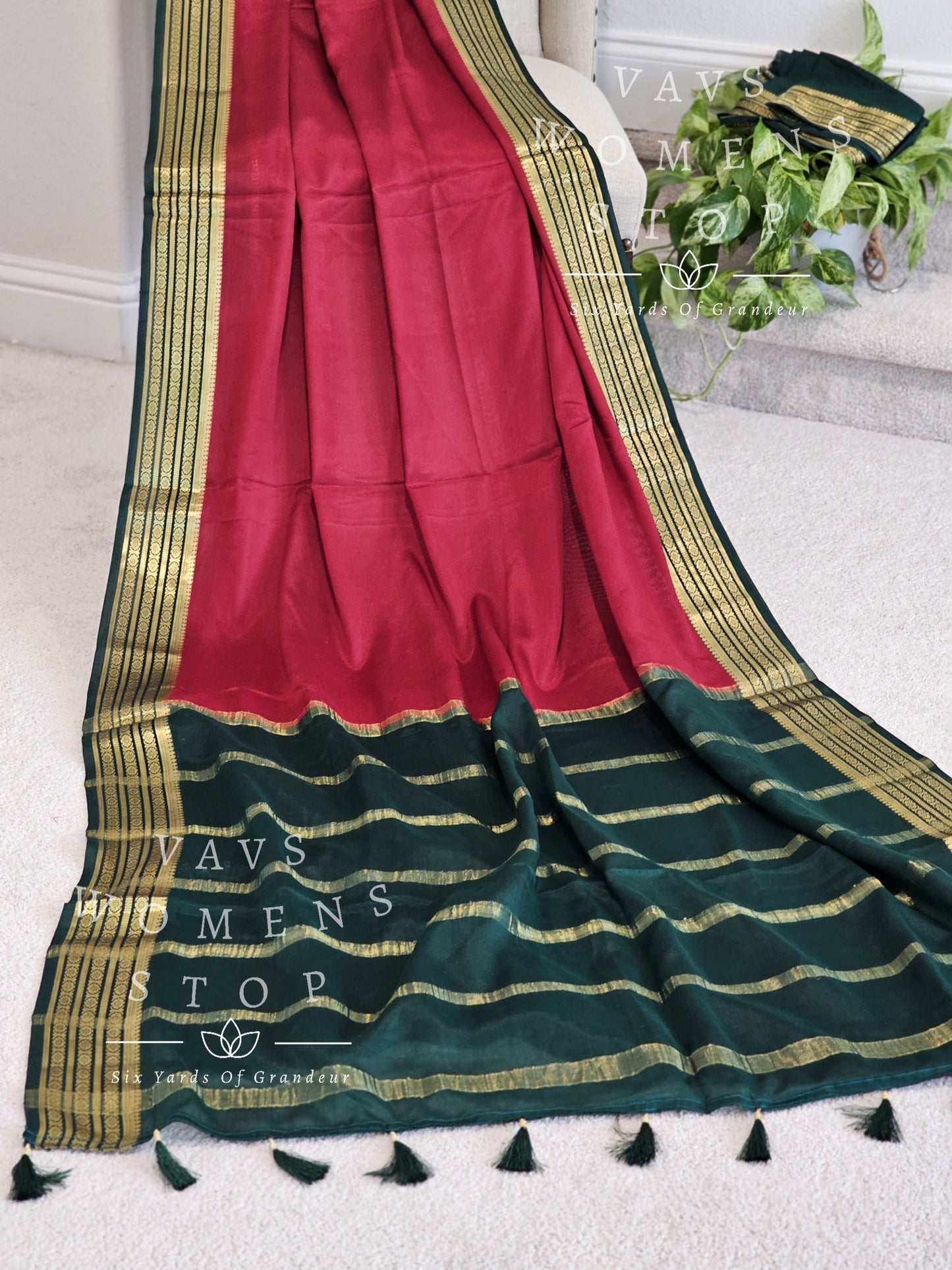 Pure Mysore Crepe Silk Saree - Rawsilk Blouse