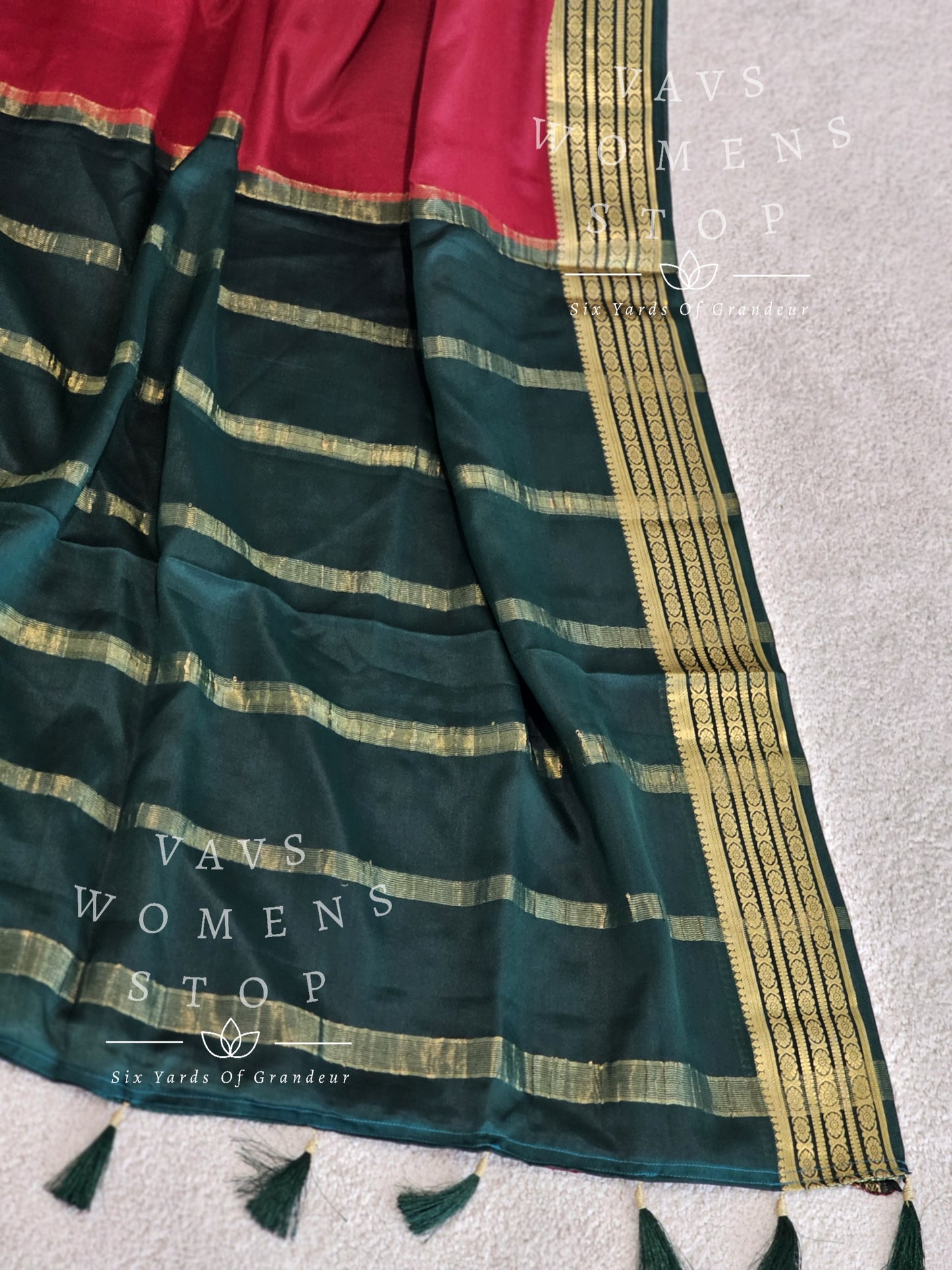 Pure Mysore Crepe Silk Saree - Rawsilk Blouse