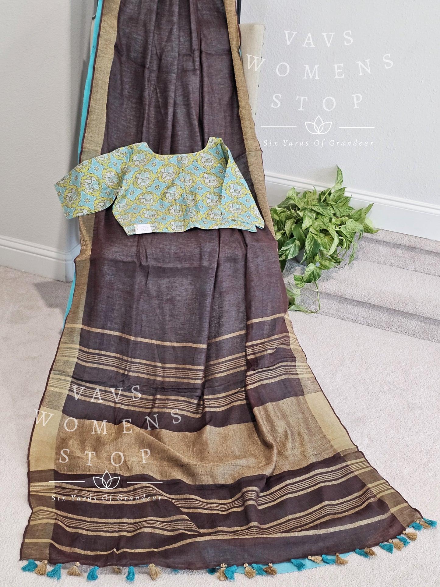 Linen By Linen Shaded Half Saree Pattern - Patola Prints Pure Chanderi Blouse