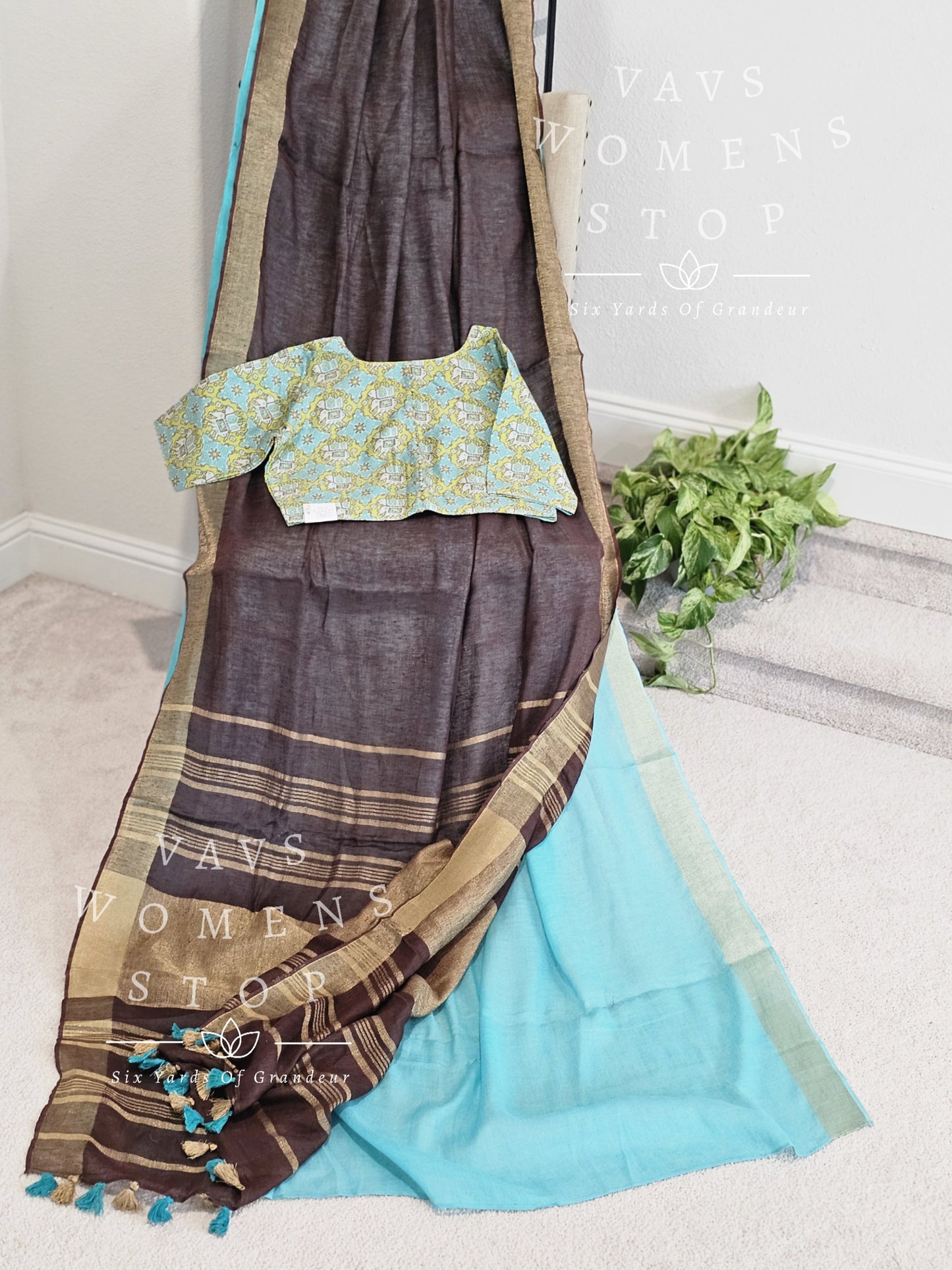 Linen By Linen Shaded Half Saree Pattern - Patola Prints Pure Chanderi Blouse