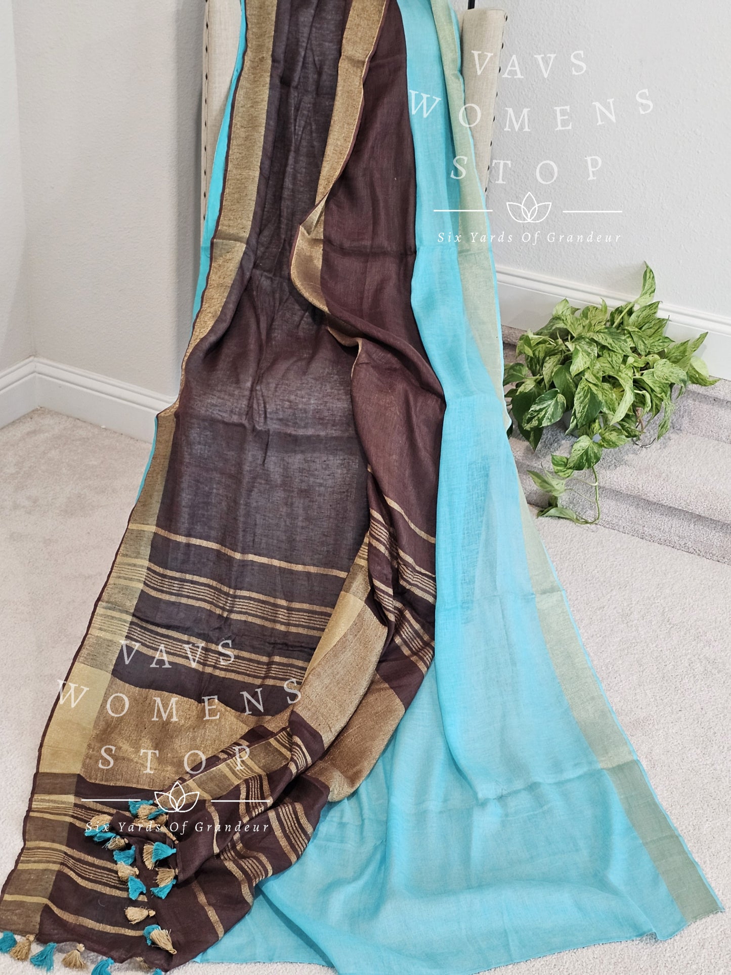 Linen By Linen Shaded Half Saree Pattern - Patola Prints Pure Chanderi Blouse