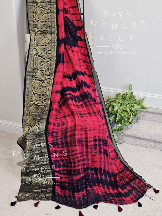 Shibori Print Jute Georgette Saree