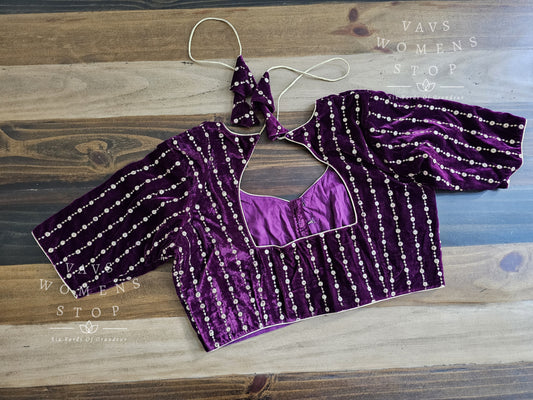 Velvet Embroidery Blouse