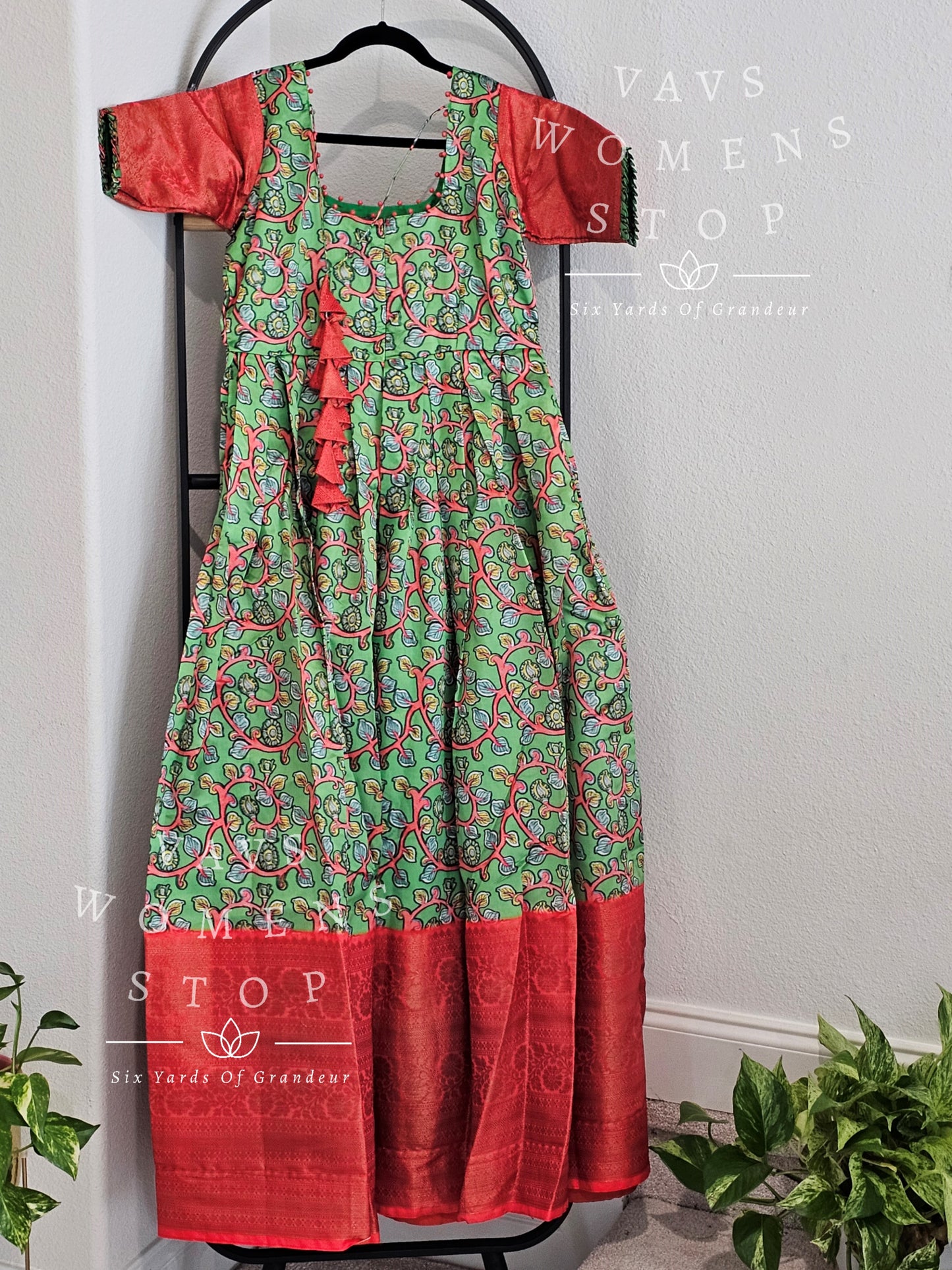 Kalamkari Benarasi Silk Long Frock