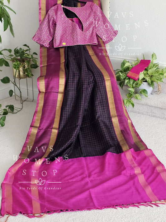 Pure Uppada Silk Saree - Pure Benarasi Blouse