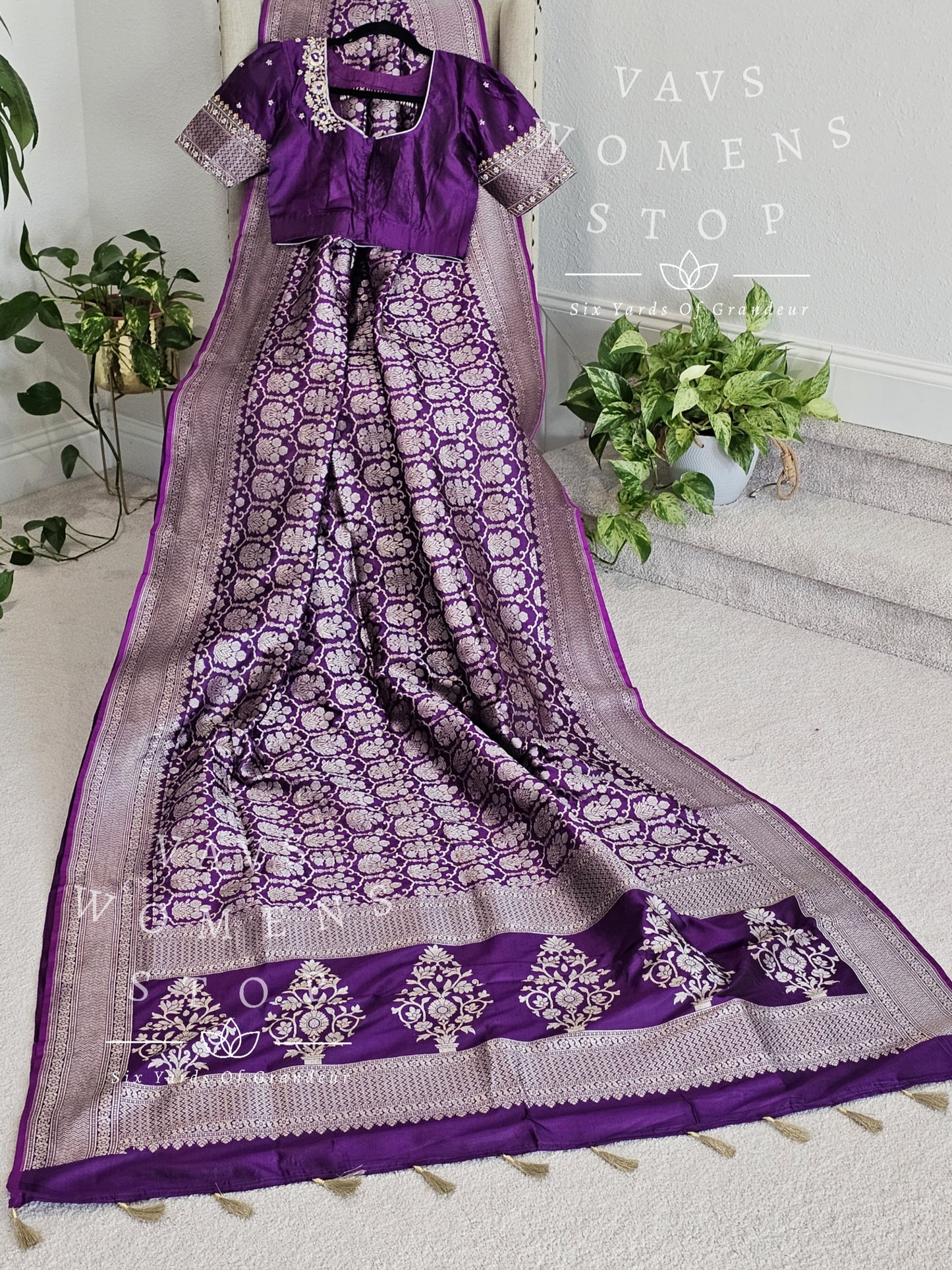 Pure Benarasi Katan Silk All Over Designer Saree - Maggam Blouse