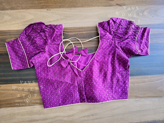Chinon Silk Designer Puff Sleeves Blouse