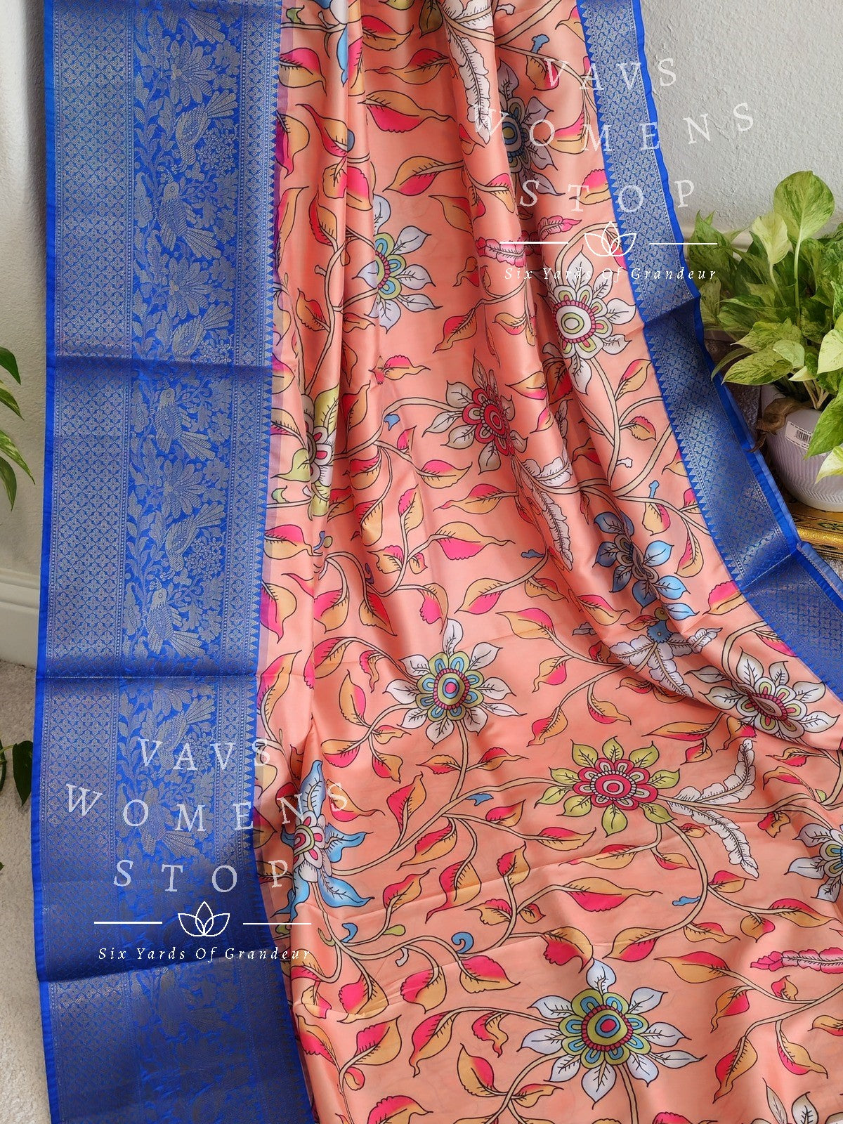 Soft Benarasi Kalamkari Digital Print Saree - Blouse