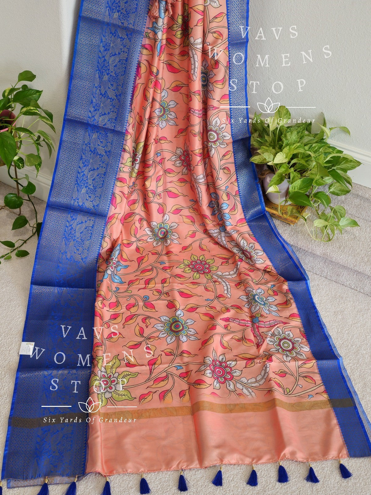 Soft Benarasi Kalamkari Digital Print Saree - Blouse