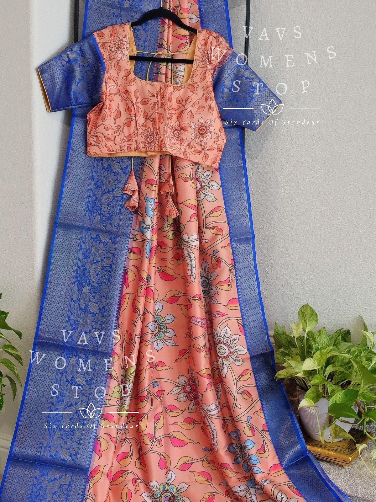 Soft Benarasi Kalamkari Digital Print Saree - Blouse