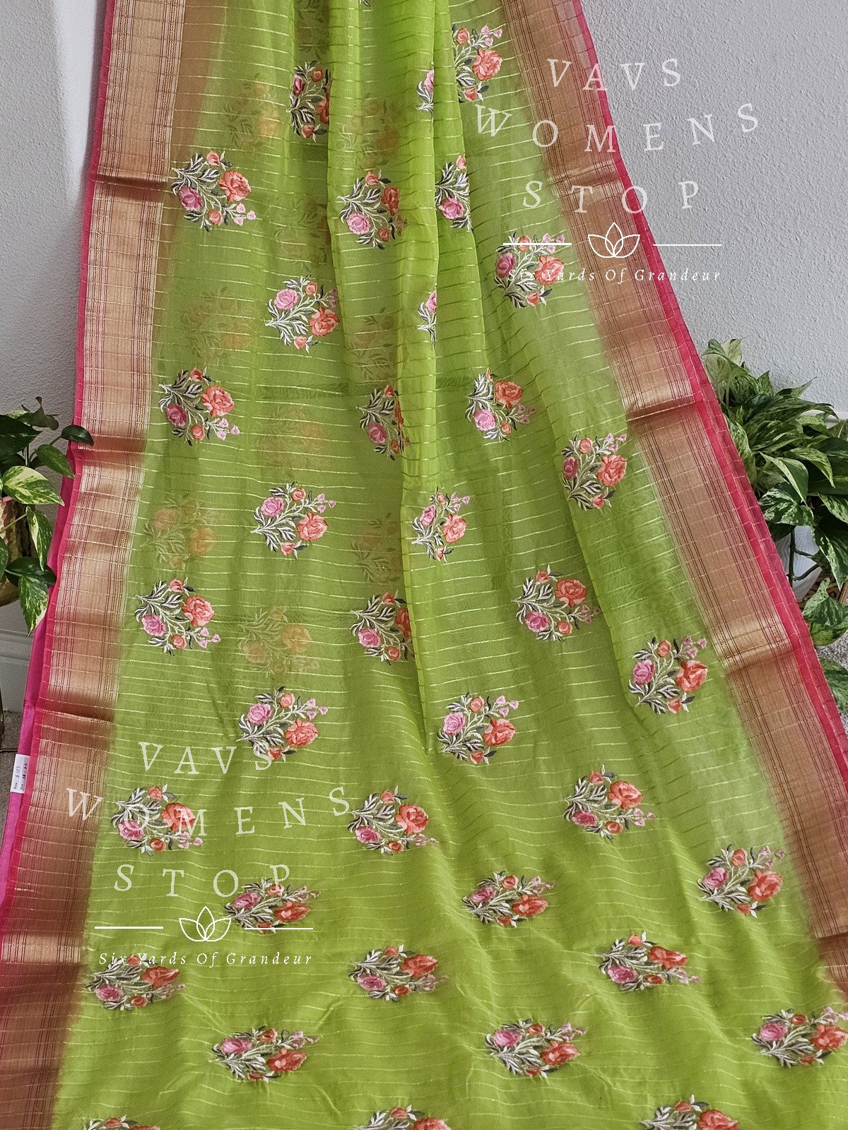 Fancy Semi Organza Silk Saree - Rawsilk Blouse