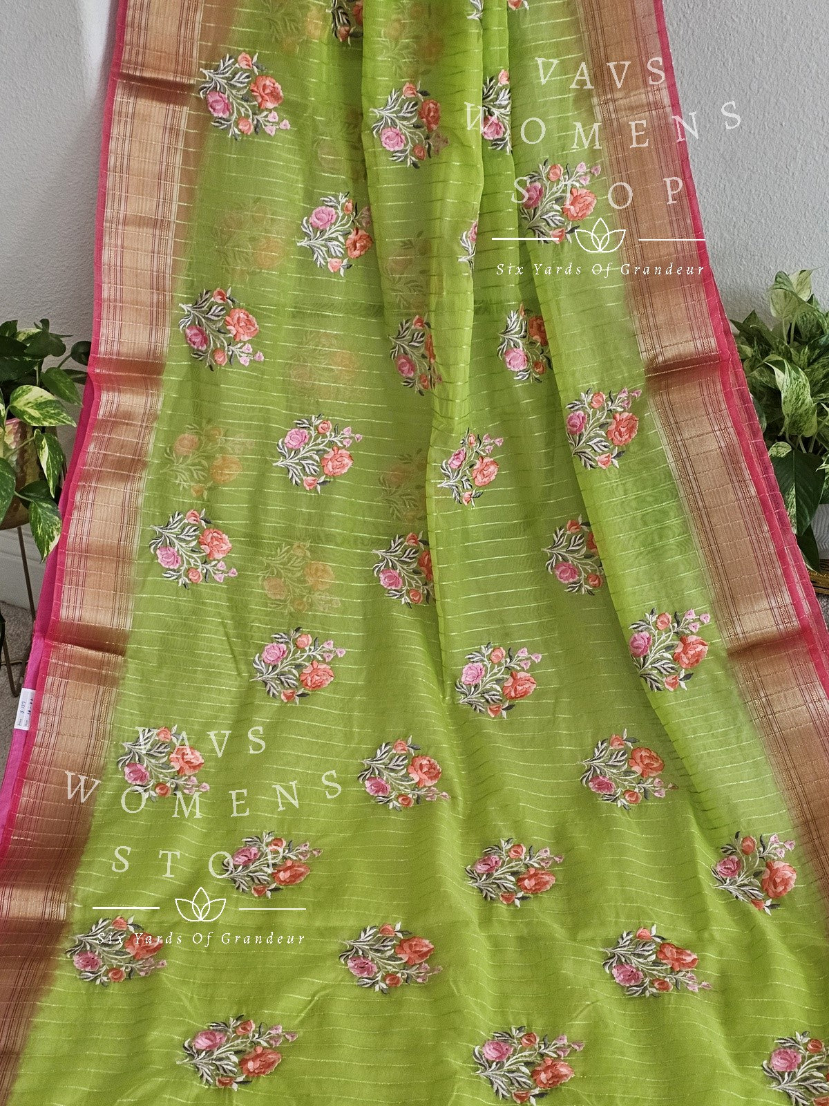 Fancy Semi Organza Silk Saree - Rawsilk Blouse