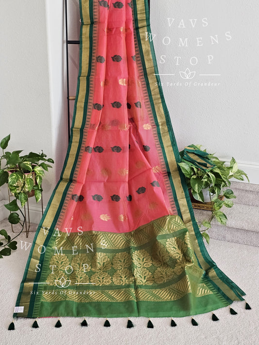 Chanderi Kuppadam Temple Border Saree