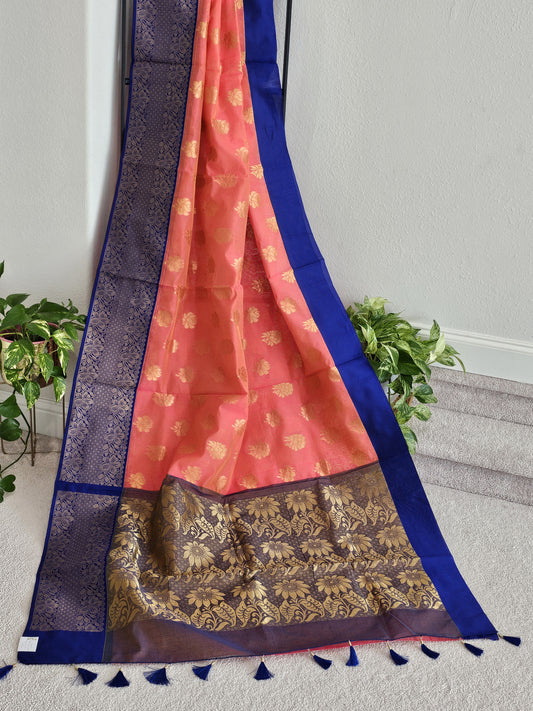 Traditional Chanderi Kuppadam Saree - Benarasi Blouse