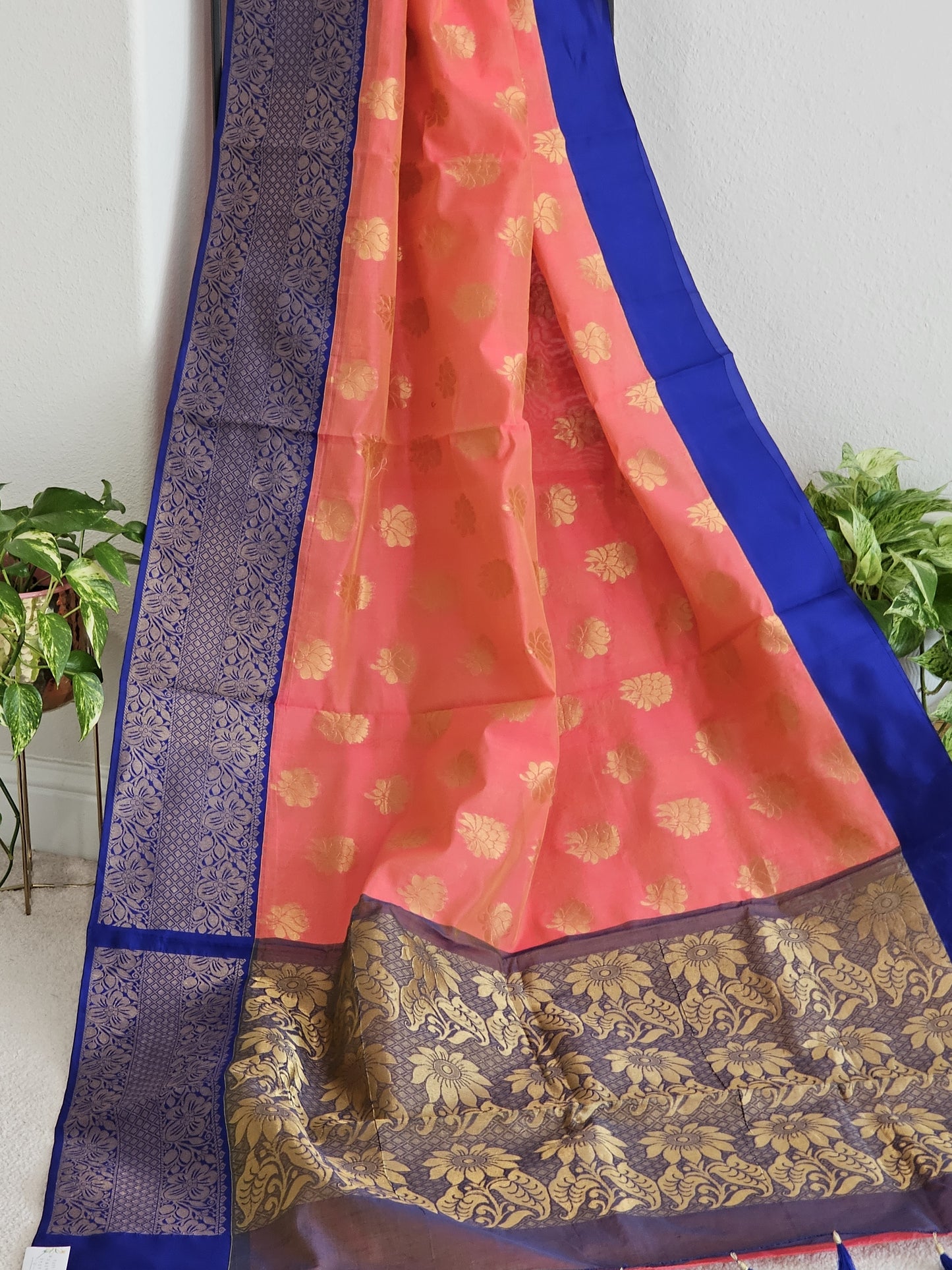 Traditional Chanderi Kuppadam Saree - Benarasi Blouse