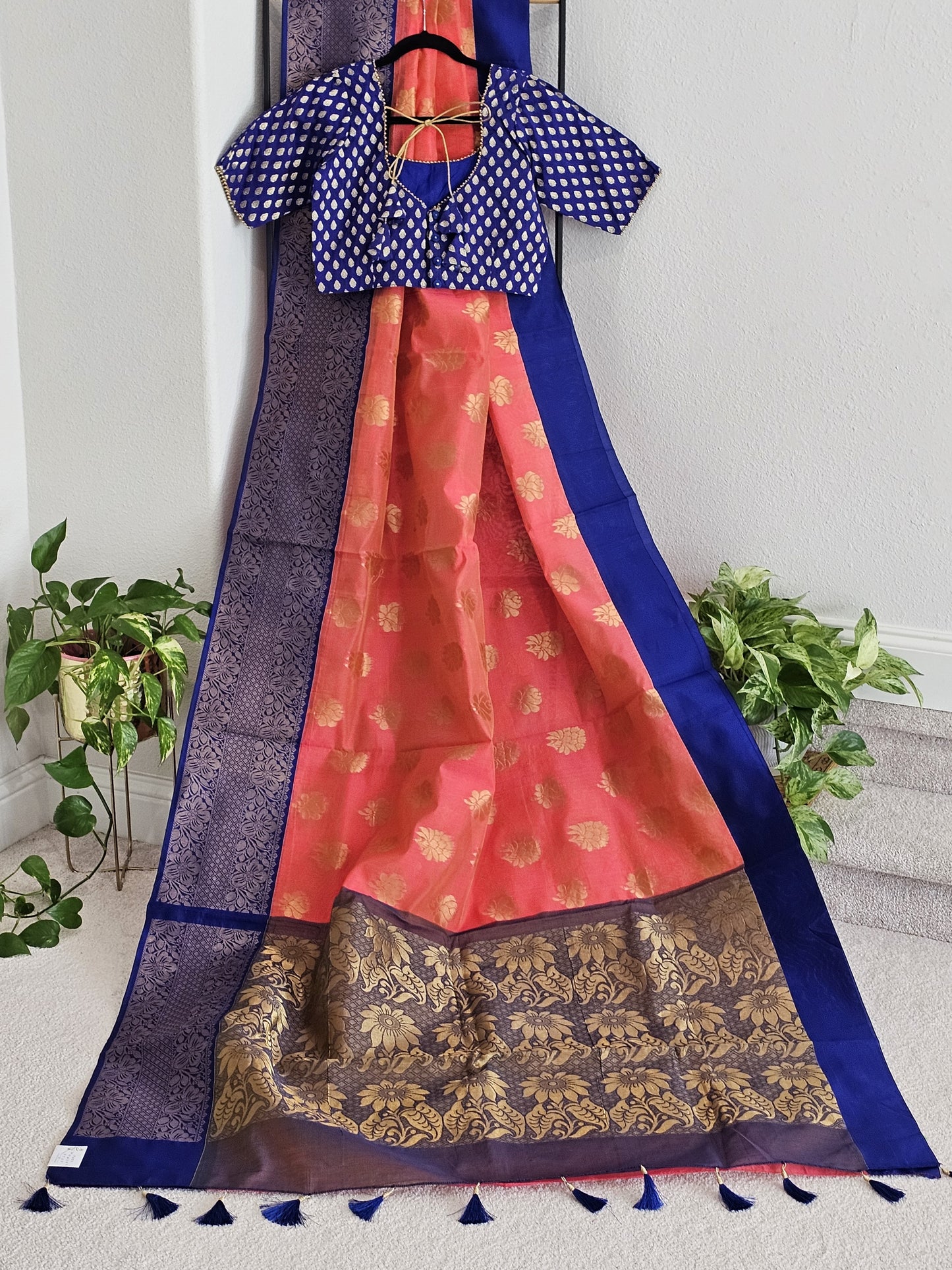 Traditional Chanderi Kuppadam Saree - Benarasi Blouse