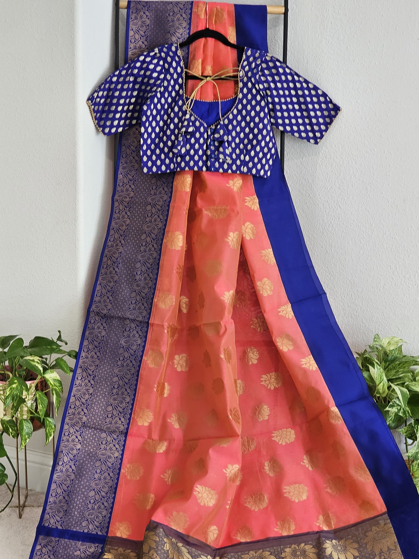 Traditional Chanderi Kuppadam Saree - Benarasi Blouse