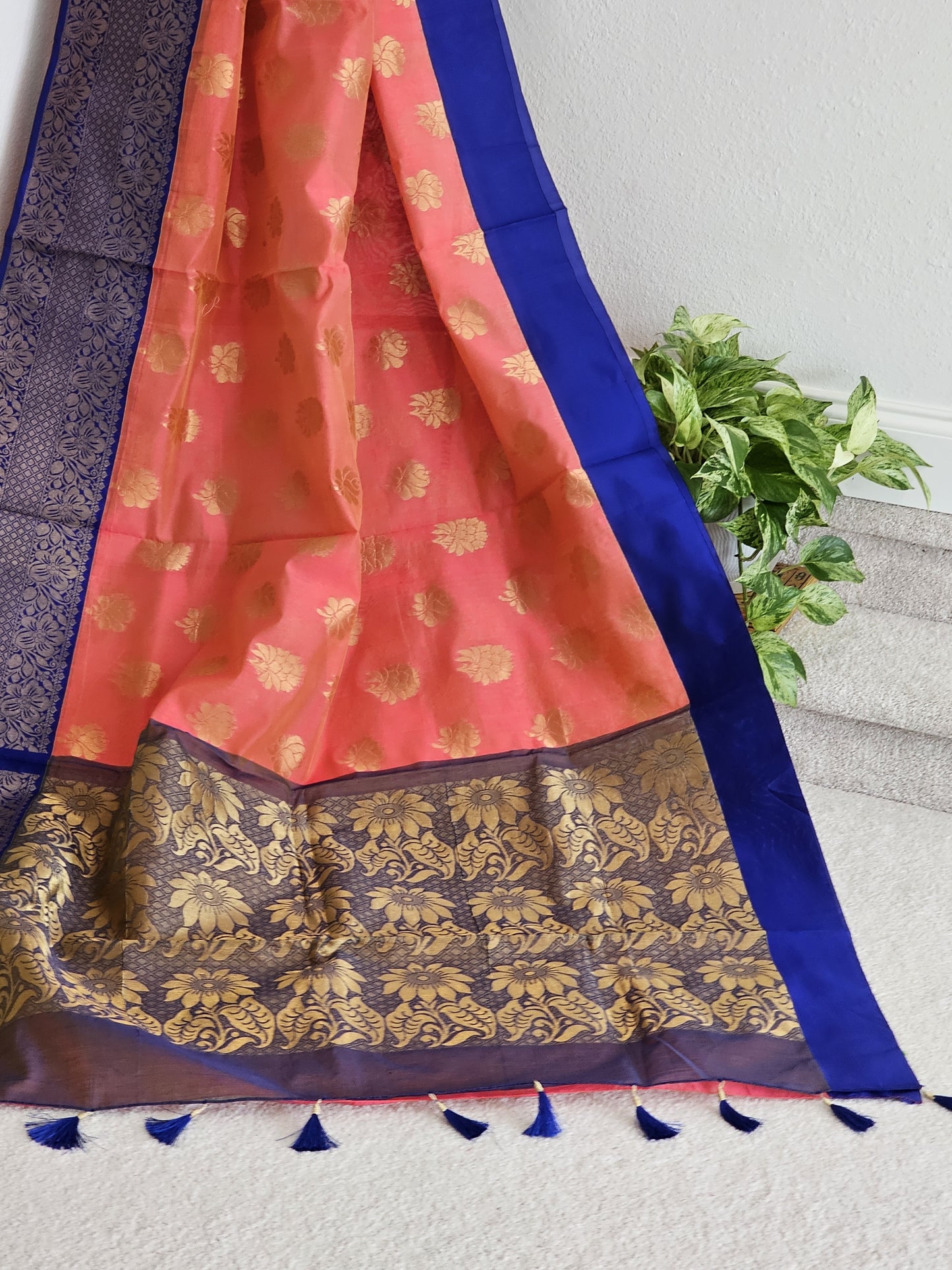 Traditional Chanderi Kuppadam Saree - Benarasi Blouse