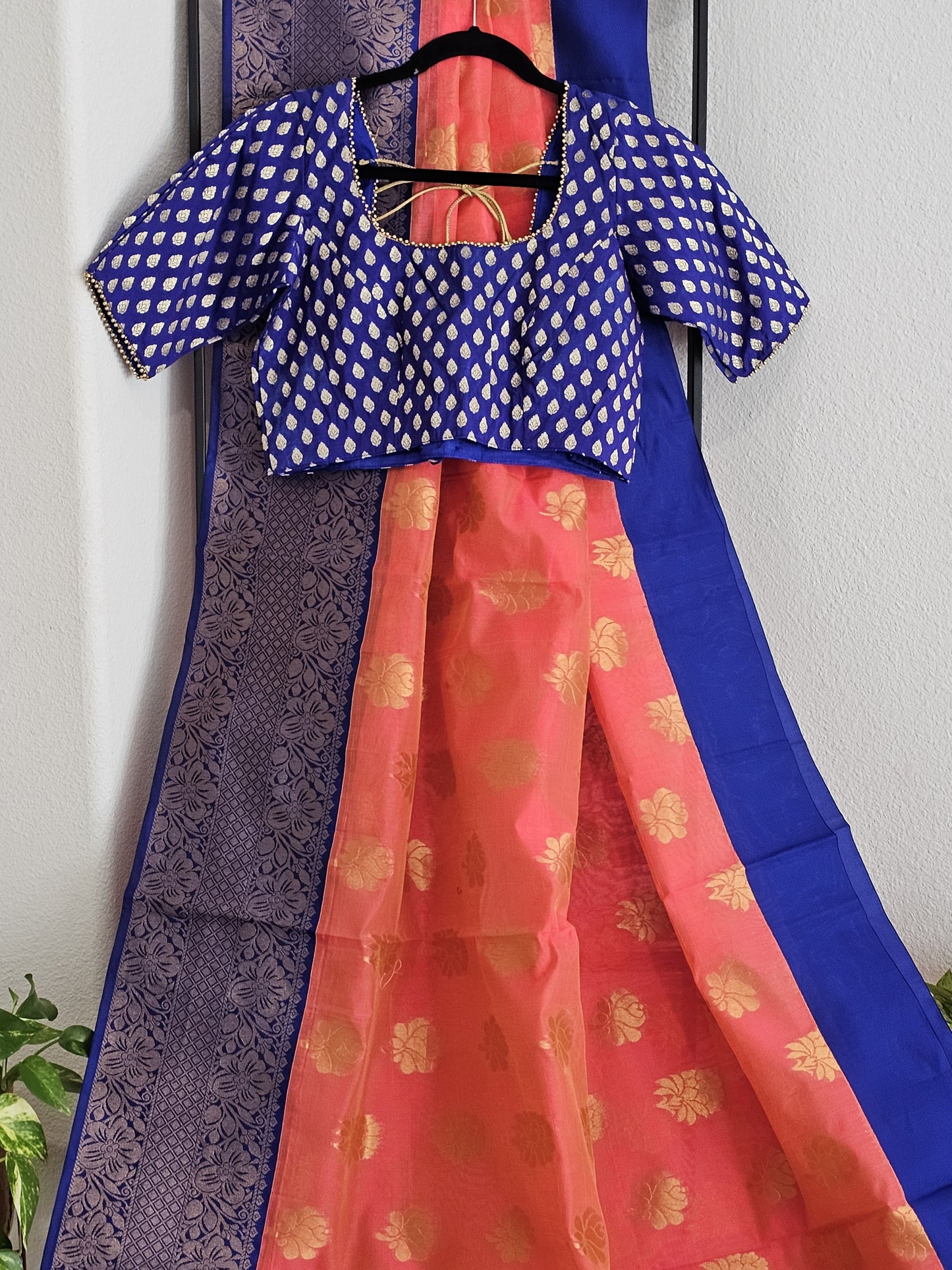 Traditional Chanderi Kuppadam Saree - Benarasi Blouse