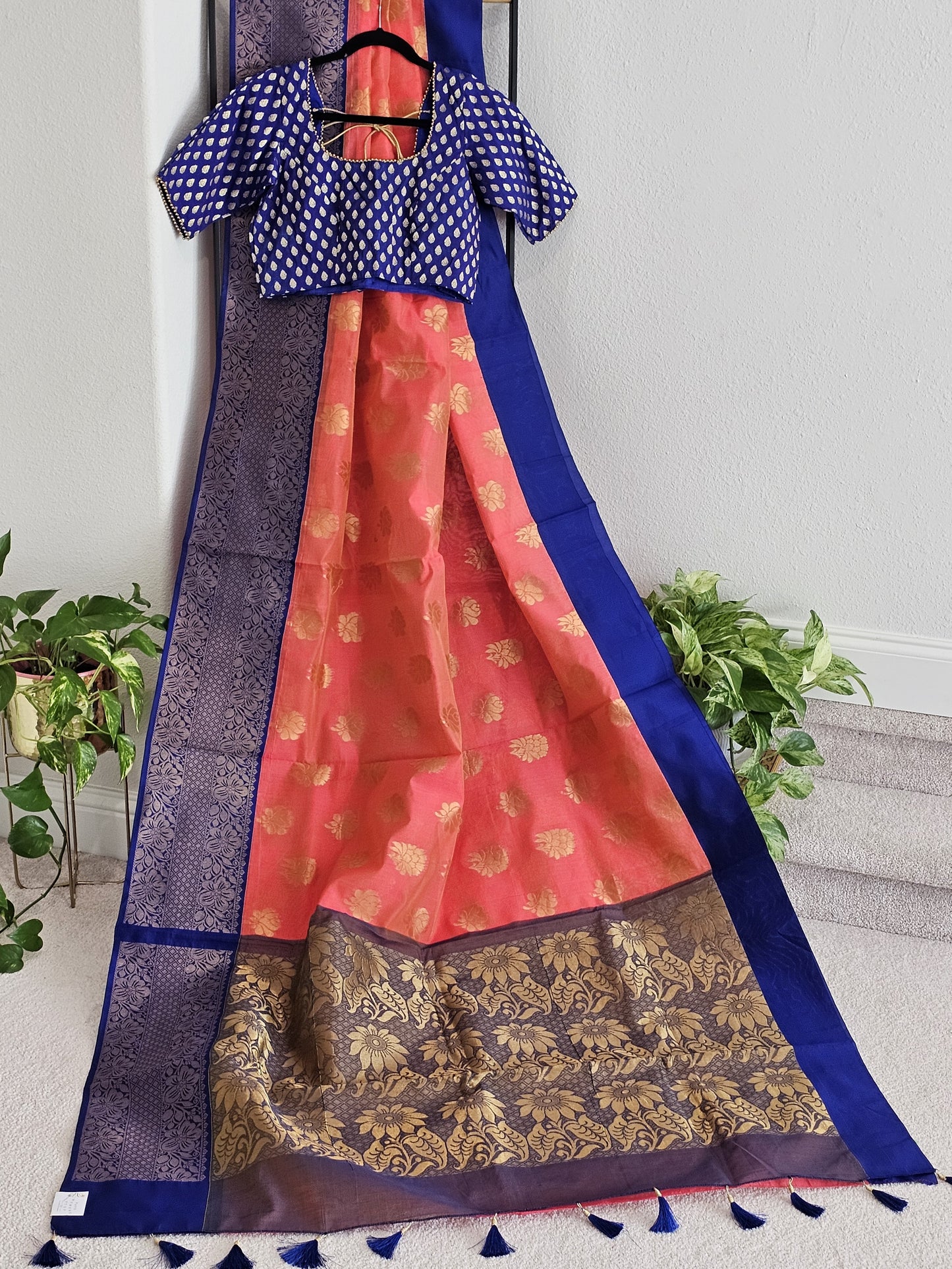 Traditional Chanderi Kuppadam Saree - Benarasi Blouse