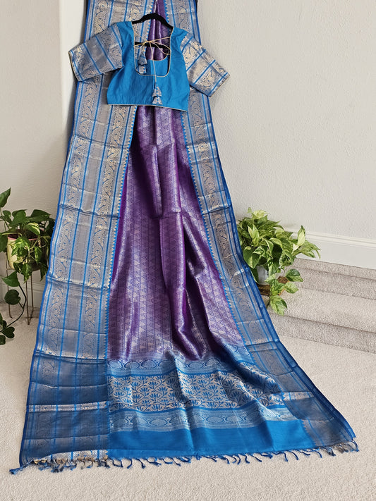 Pure Kuppadam Handloom Kanchi Border Allover Weaving Designer Saree - Blouse