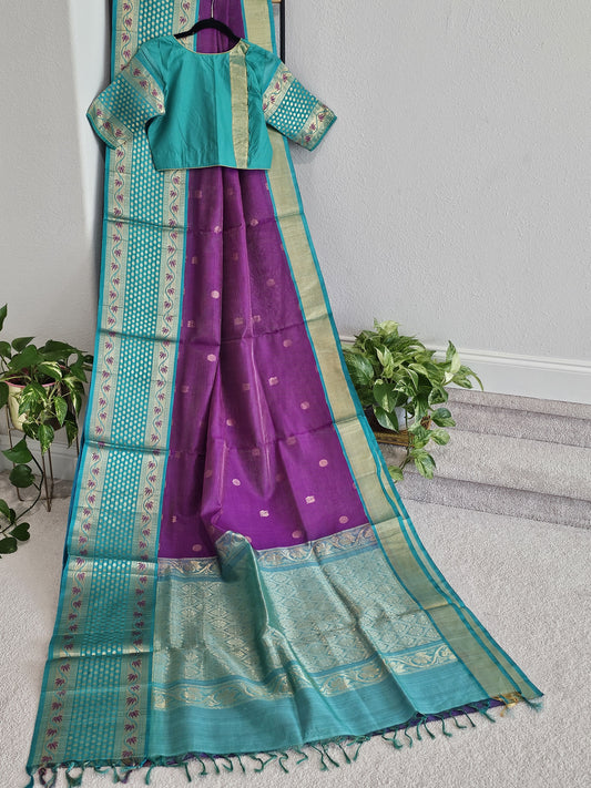 Pure Kuppadam Pattu Tissue Silk Cotton Saree - Blouse