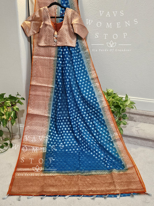 Kanchi Border Semi Organza Saree - Blouse