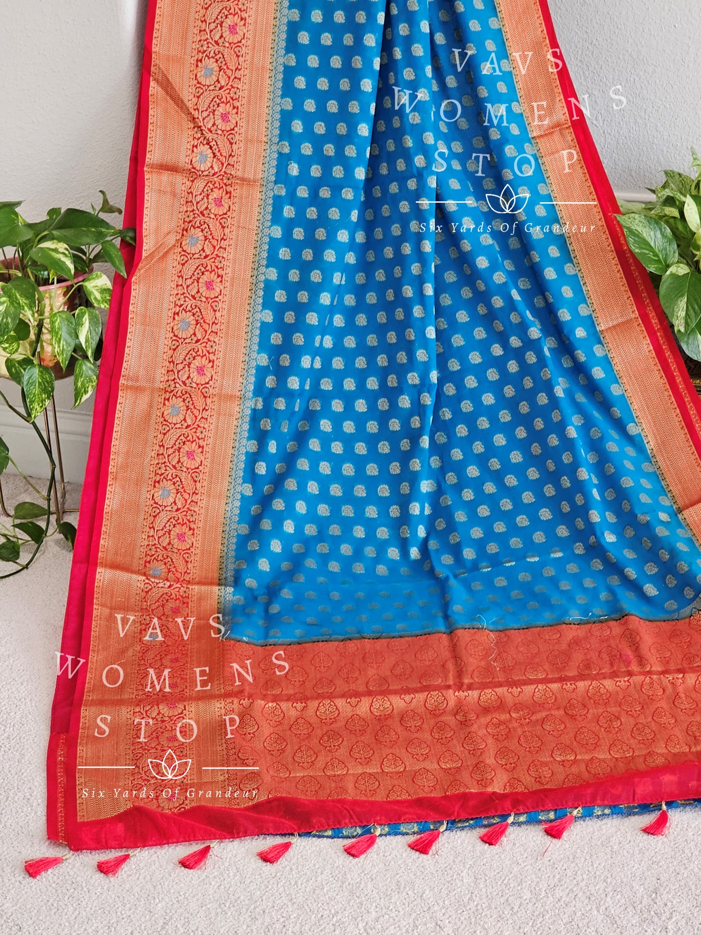 Semi Georgette Silk Cotton Saree - Blouse